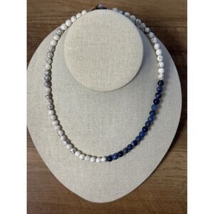 Athens Prostasis Handcrafted Sodalite and Howlite Gemstone Beaded Necklace